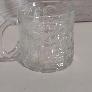 1995 McDonald's Batman Forever "The Riddler" embossed clear glass mug